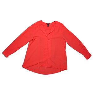 H&M Size 8 Coral Orange Long Sleeve Blouse